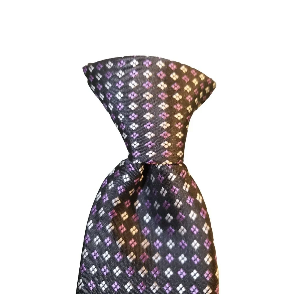 Chaps Boy Suit Neck Tie Black Purple Geometric‎ Clip On Holiday Church Designer